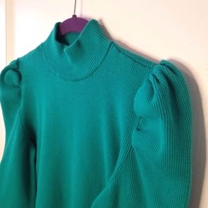 Nine West Aqua Puff Sleeve Turtleneck Size Large